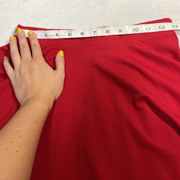 Red mini skirt Twirl A line ruffle circle skater bright solid basics high waist - Picture 5 of 6